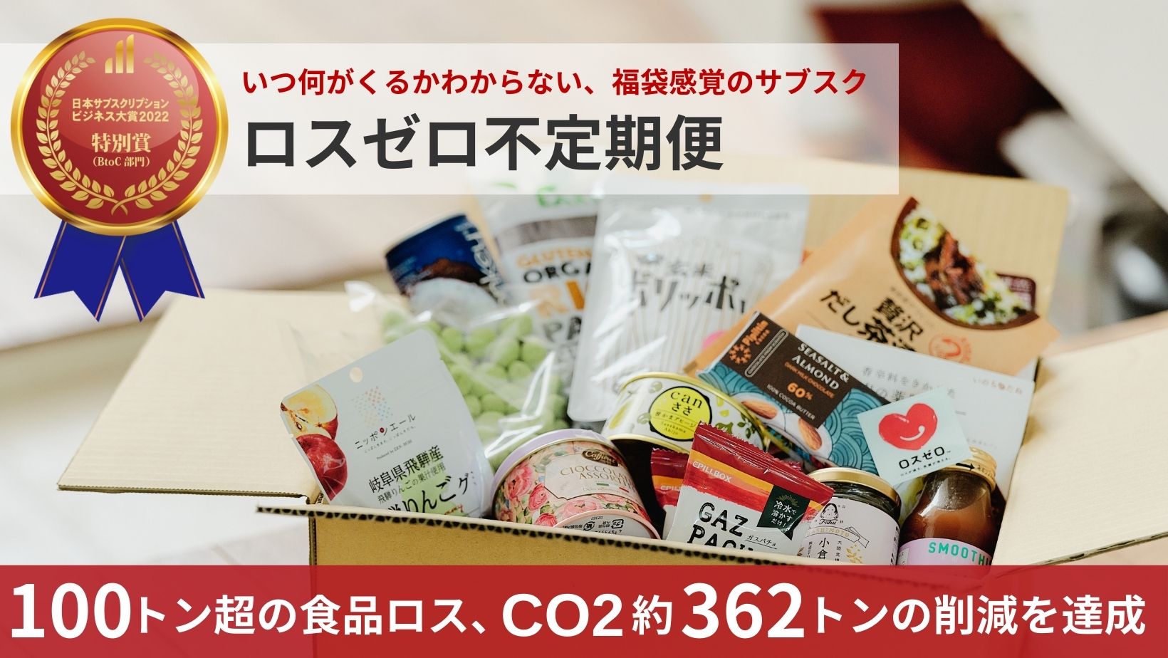 ロスゼロ不定期便」 累計40万点・100トン超の食品を消費者へ。 約362トンのCO2排出量を削減。