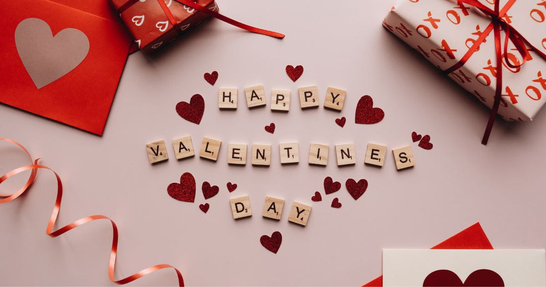 Happy Valentine's Dayの文字とプレゼント