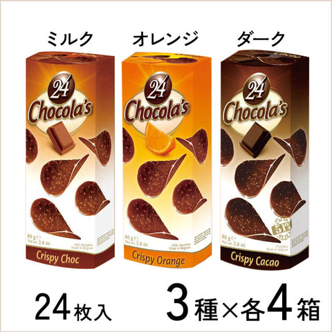＜ベルギー発＞まるでポテチ？！さくっとチョコチップス【3種×各4箱】