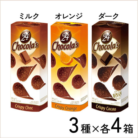 ベルギー発＞まるでポテチ？！さくっとチョコチップス【3種×各4箱