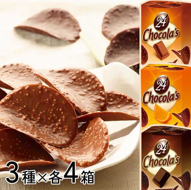 ＜ベルギー発＞まるでポテチ？！さくっとチョコチップス【3種×各4箱】