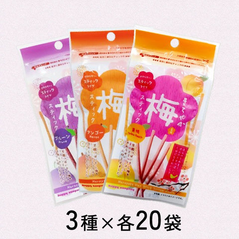＜梅×フルーツ＞やみつき梅スティック【3種×各20袋】