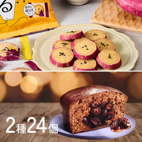 ＜至福の組合せ＞蜜芋クッキー×ラムレーズンチョコケーキ【2種×24個】